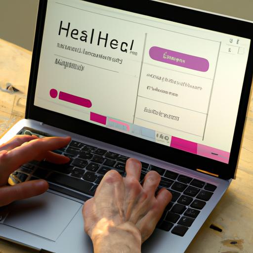 Người sử dụng laptop truy cập nền tảng sức khỏe trực tuyến.